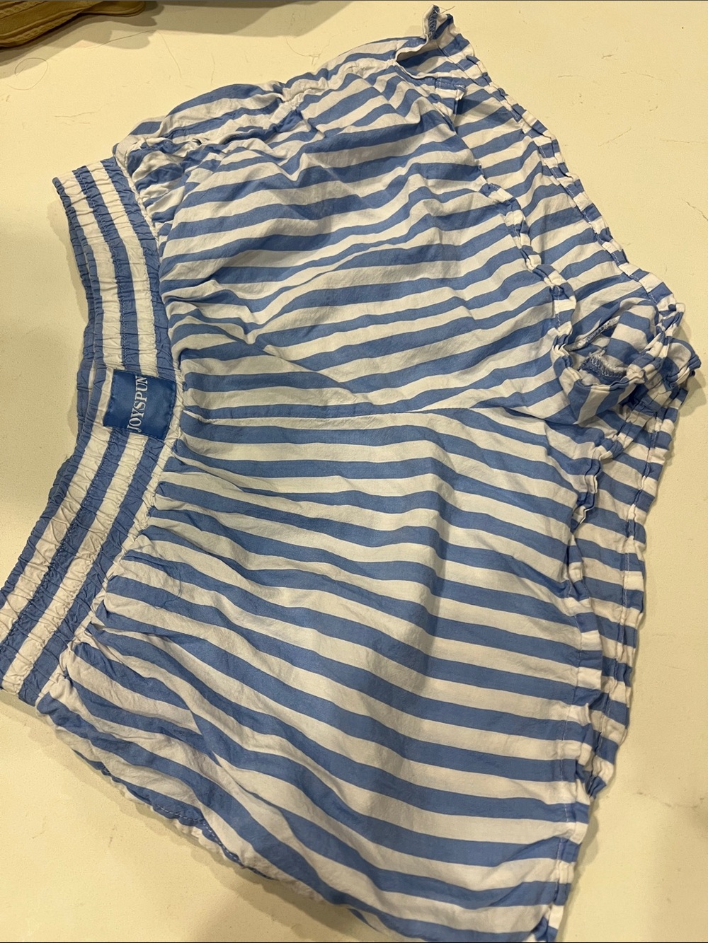 Blue and White Striped Women’s Lounge Shorts